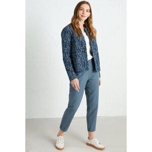 SEASALT Cornwall Organic Cotton Blue White Floral Quilted Jacket size Medium